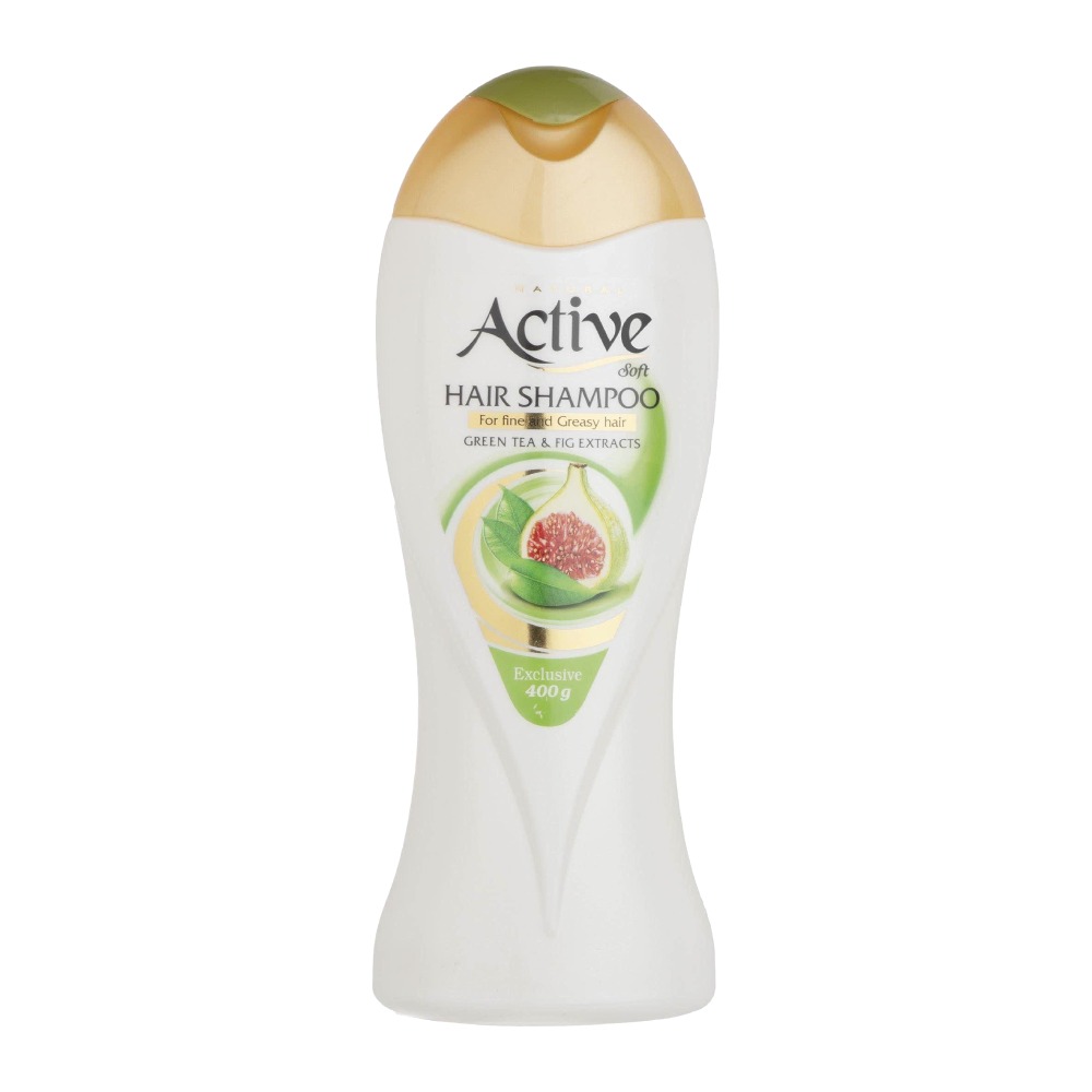 شامپو حجم دهنده موی سر اکتیو Active مدل Green Tea And Fig مناسب موهای چرب وزن 400 گرم