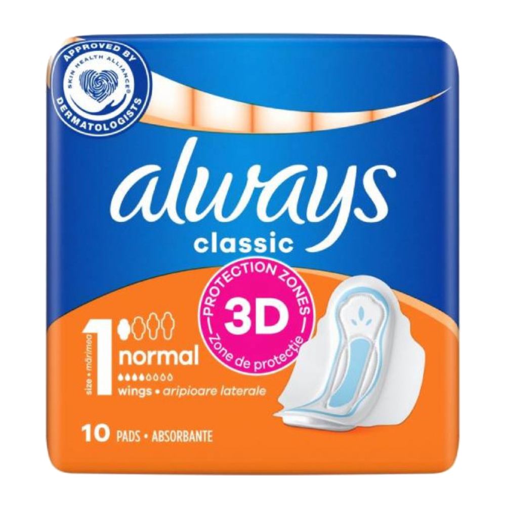 نوار بهداشتی بالدار آلویز Always مدل Classic مناسب استفاده روزانه بسته 10 عددی