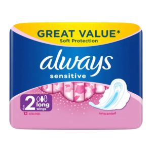 نوار بهداشتی بالدار آلویز Always مدل Sensitive Long ضد حساسیت بسته 12 عددی