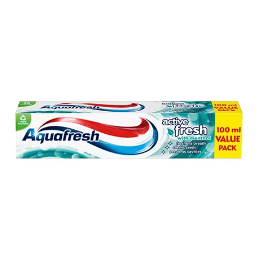 خمیر دندان آکوا فرش Aquafresh مدل Active Fresh حاوی عصاره نعنا حجم 100 میل