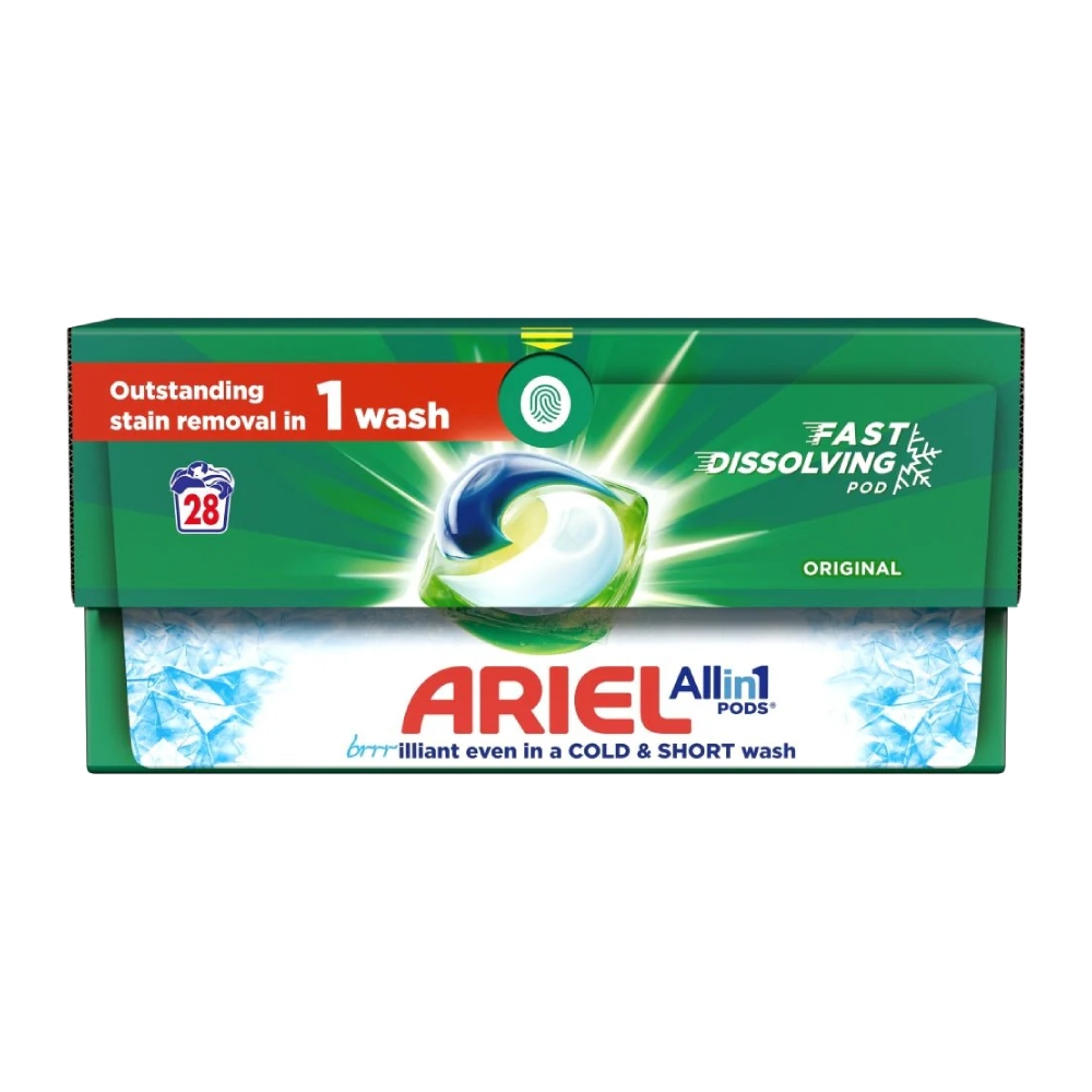 قرص ماشین لباسشویی Ariel مدل All In One لکه بری قوی بسته 28 عددی