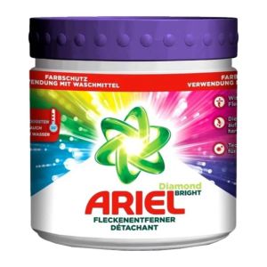 پودر لکه بر لباس Ariel سری Diamond Bright مناسب لباس های رنگی و سفید وزن 500 گرم