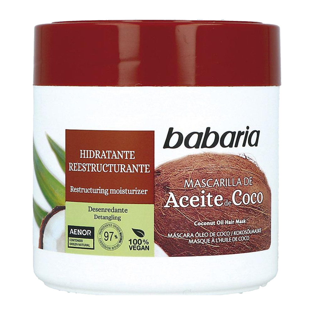 ماسک مو آبرسان و ترمیم کننده باباریا Babaria مدل Coconut Oil حاوی روغن نارگیل 400 میل