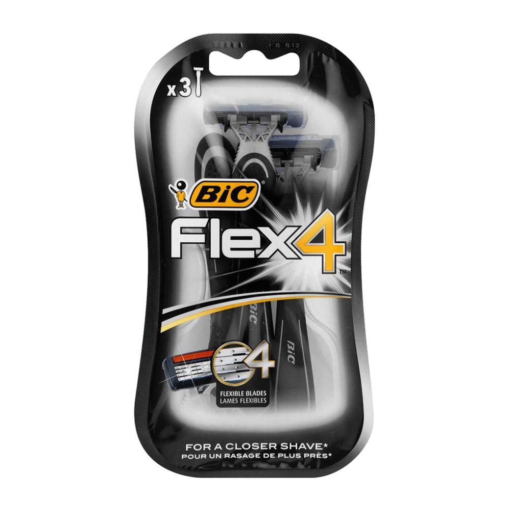 خودتراش بیک Bic مدل Flex 4 دارای تیغه چهار لبه بسته 3 عددی