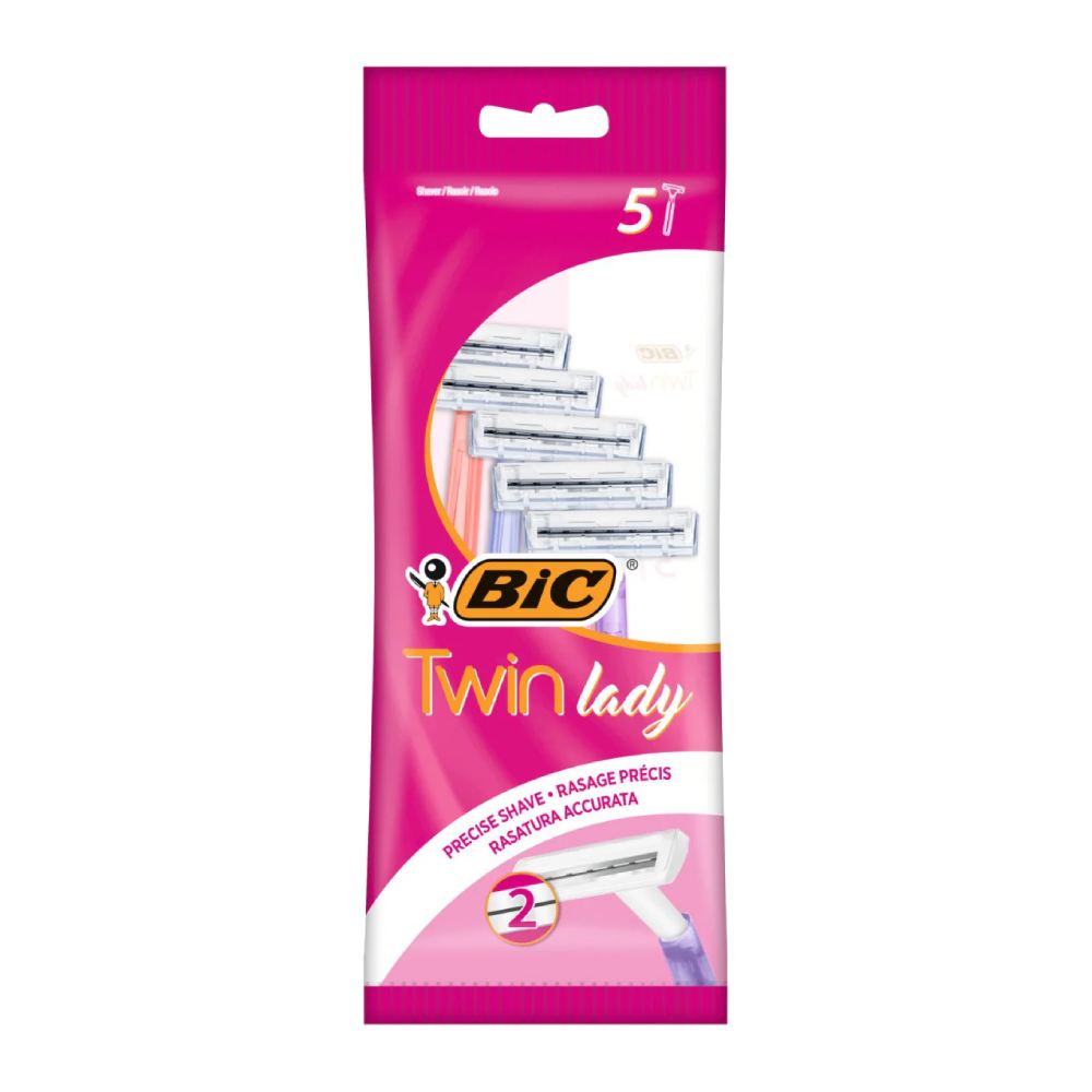 خودتراش بیک Bic مدل Twin Lady تیغ دو لبه مناسب بانوان بسته 5 عددی