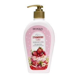 لوسیون بدن Bioaqua مدل Strawberry Cake تغذیه کننده پوست حجم 400 میل
