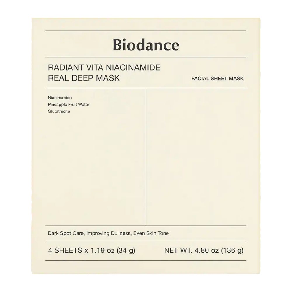 ماسک صورت ورقه ای Biodance مدل Radiant Vita Niacinamide حاوی نیاسینامید وزن 34 گرم