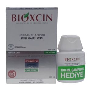 پک شامپو ضد ریزش موی سر Bioxcin مدل Classic مناسب موی خشک و نرمال حجم 300+100 میل
