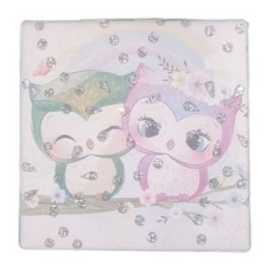 آینه جیبی تاشو مربع مدل Owls طرح جغد بسته 1 عددی