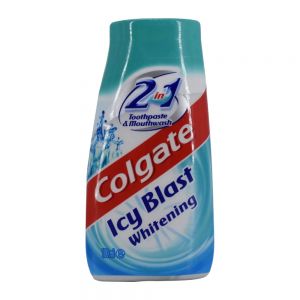 خمیردندان سفید کننده Colgate دو در یک مدل Icy Blast Whitening حاوی دهانشویه حجم 130 گرم