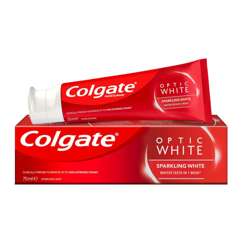 خمیردندان Colgate سری Optic White مدل Sparkling White حاوی فلوراید حجم 75 میل