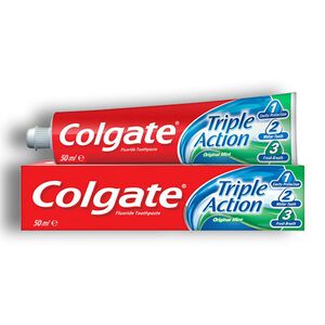 خمیر دندان Colgate سری Triple Action مدل Orginal Mint حاوی فلوراید حجم 50 میل
