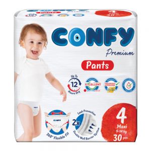 پوشک شرتی کانفی Confy مدل Maxi مناسب کودک وزن 9  تا 14 کیلوگرم بسته 30 عددی