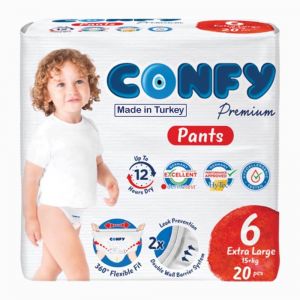 پوشک شرتی کانفی Confy مدل Extra Large مناسب کودک وزن 15 کیلوگرم به بالا بسته 20 عددی