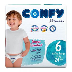 پوشک چسبی کانفی Confy مدل Extra Largeمناسب کودک وزن بیش از 16 کیلوگرم بسته 24 عددی