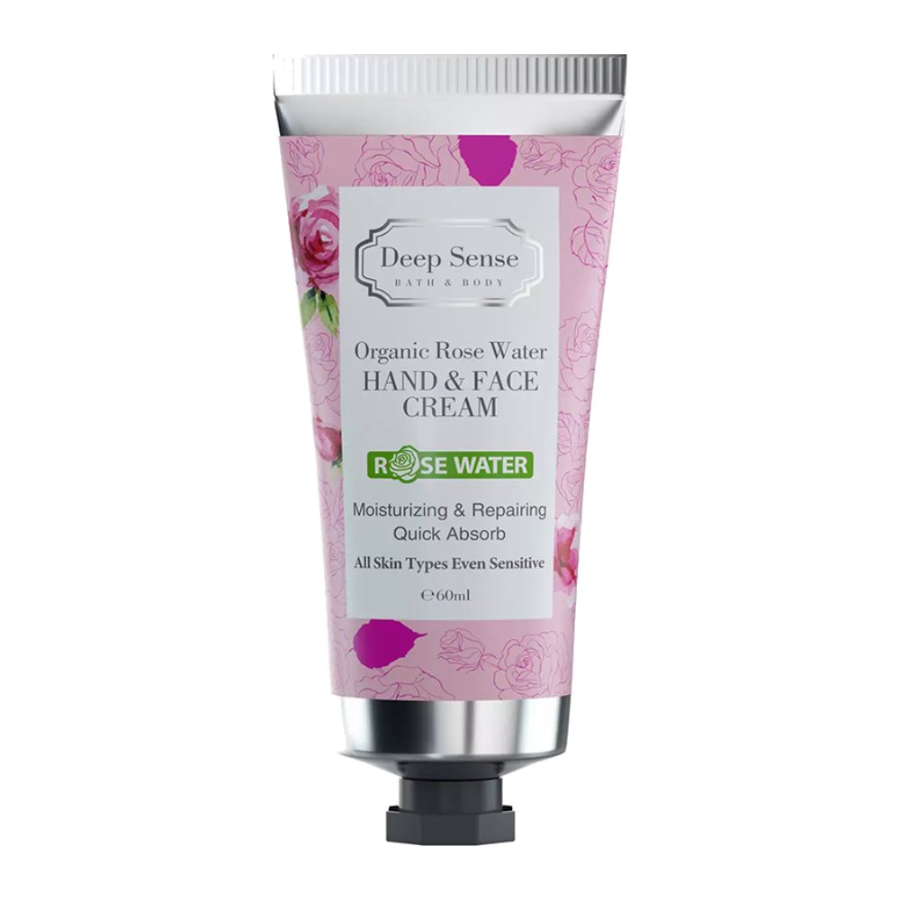 کرم دست و صورت دیپ سنس Deep Sense مدل Organic Rose Water حاوی گلاب طبیعی حجم 60 میل