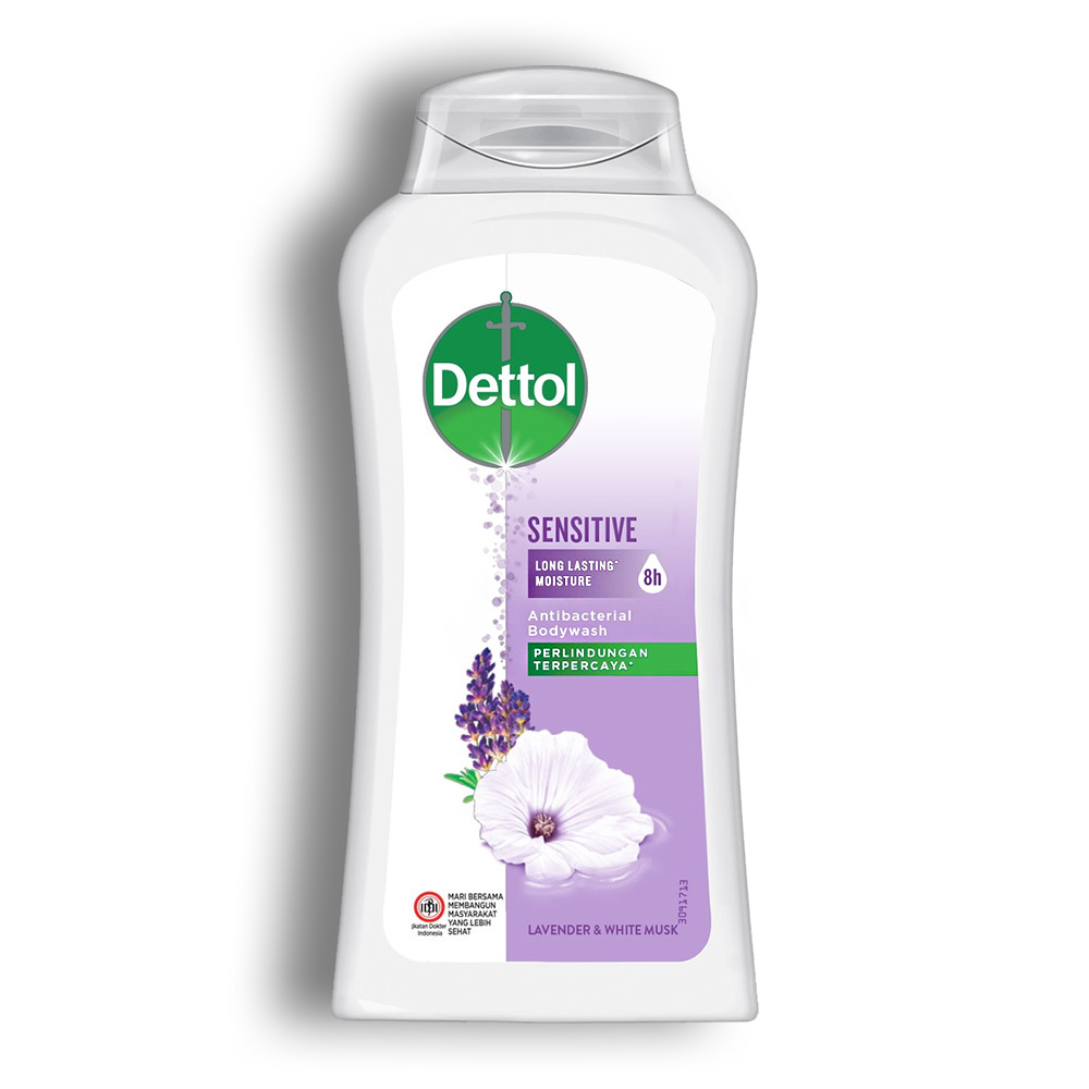 مایع شست و شو بدن Dettol آنتی باکتریال مدل Sensitive رایحه اسطوخودوس و مشک سفید وزن 300 گرم