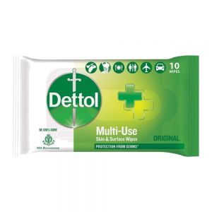 دستمال مرطوب دتول Dettol مدل Original مناسب پوست و سطوح بسته 10 عددی