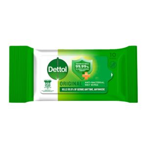 دستمال مرطوب دتول Dettol مدل Original بدون نیاز به آبکشی بسته 10 عددی