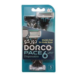 خودتراش یکبار مصرف دورکو Dorco مدل Pace 6 تیغ شش لبه بسته 3 عددی