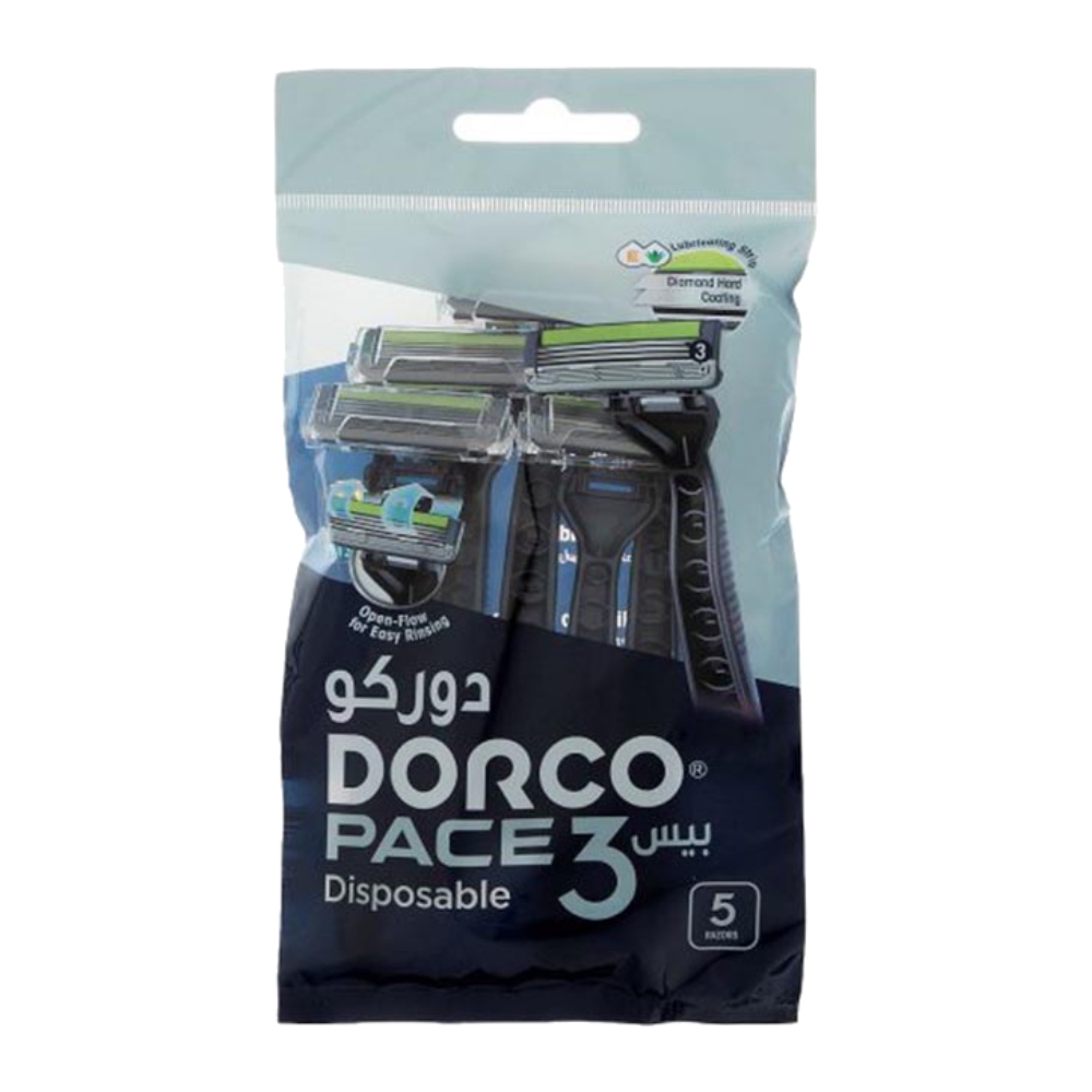 خودتراش یکبار مصرف دورکو Dorco مدل Pace 3 تیغ سه لبه بسته 5 عددی