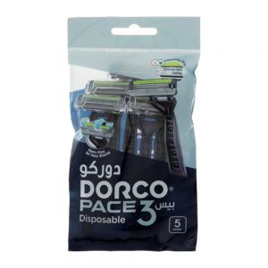 خودتراش یکبار مصرف دورکو Dorco مدل Pace 3 تیغ سه لبه بسته 5 عددی