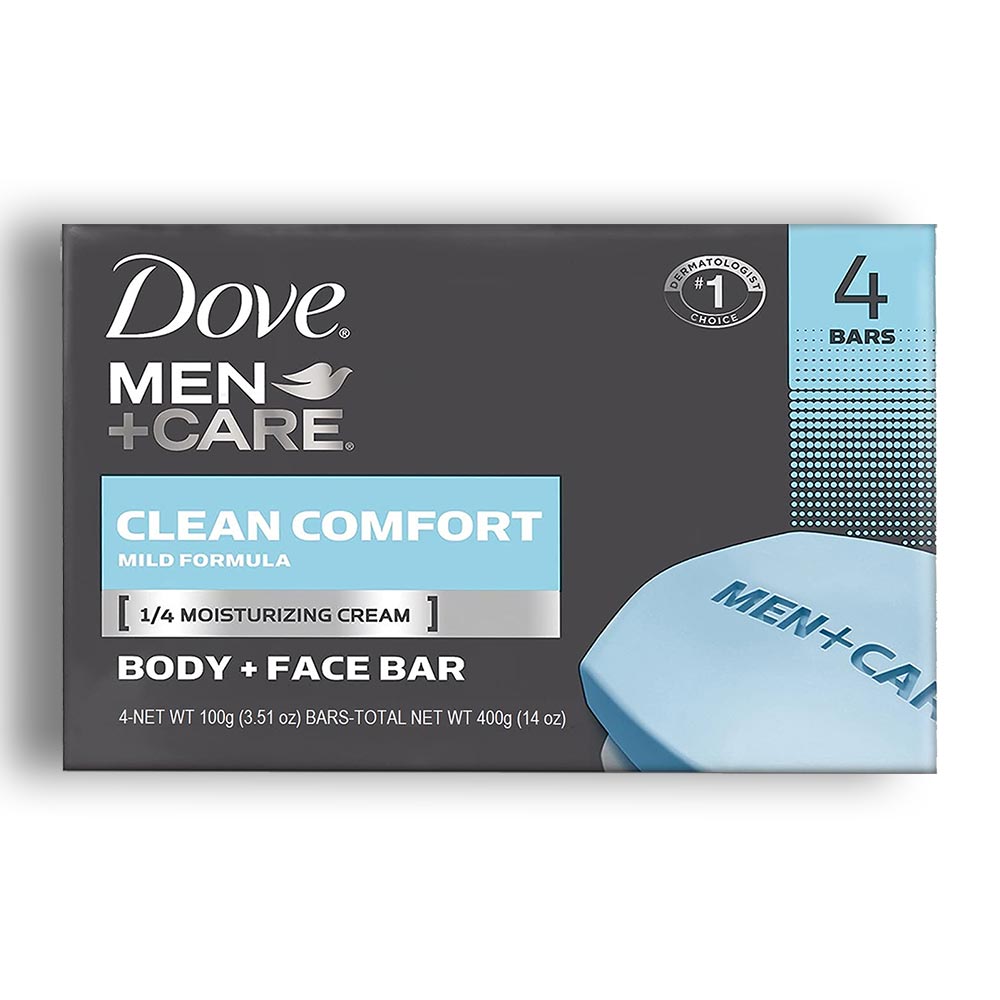 صابون Dove سری Men + Care مدل Clean Comfort مناسب بدن و صورت وزن 4x100 گرم