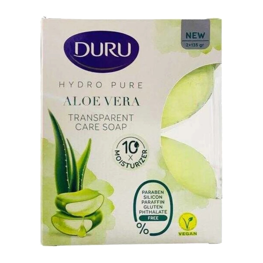 صابون آبرسان دورو Duru سری Hydro Pure مدل Aloe Vera حاوی عصاره آلوئه ورا بسته 2 عددی وزن 270 گرم