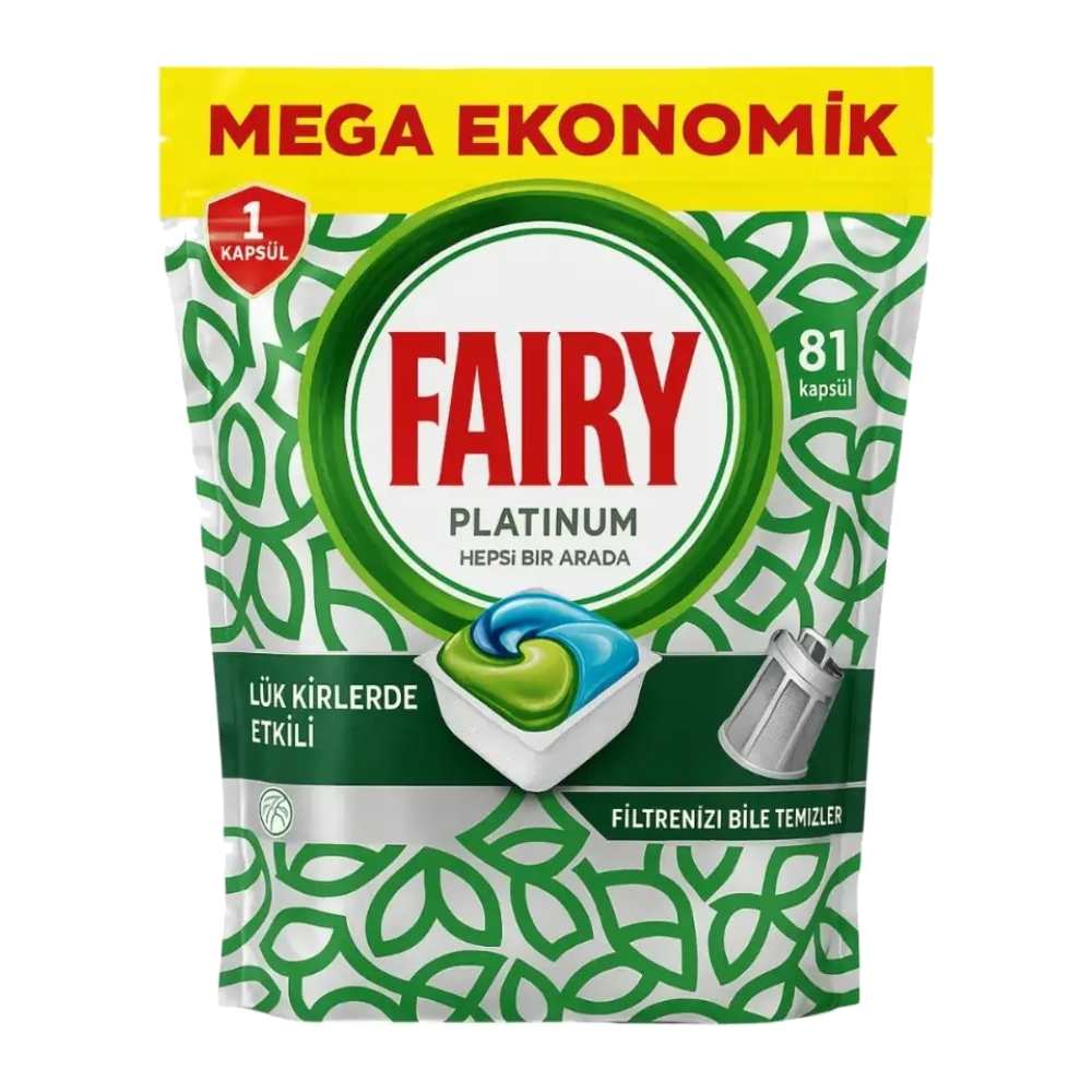قرص ماشین ظرفشویی Fairy سری Platinum چند کاره بسته 81 عددی