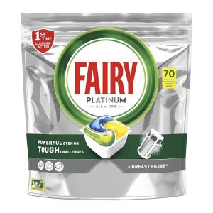 قرص ماشین ظرفشویی Fairy سری Platinum همه کاره بسته 70 عددی