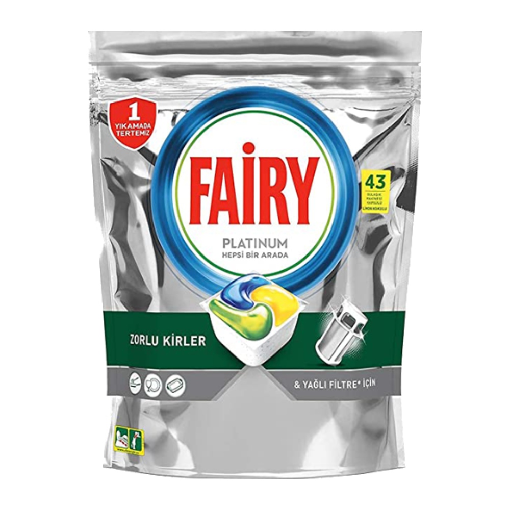 قرص ماشین ظرفشویی Fairy سری Platinum با رایحه لیمو بسته 43 عددی