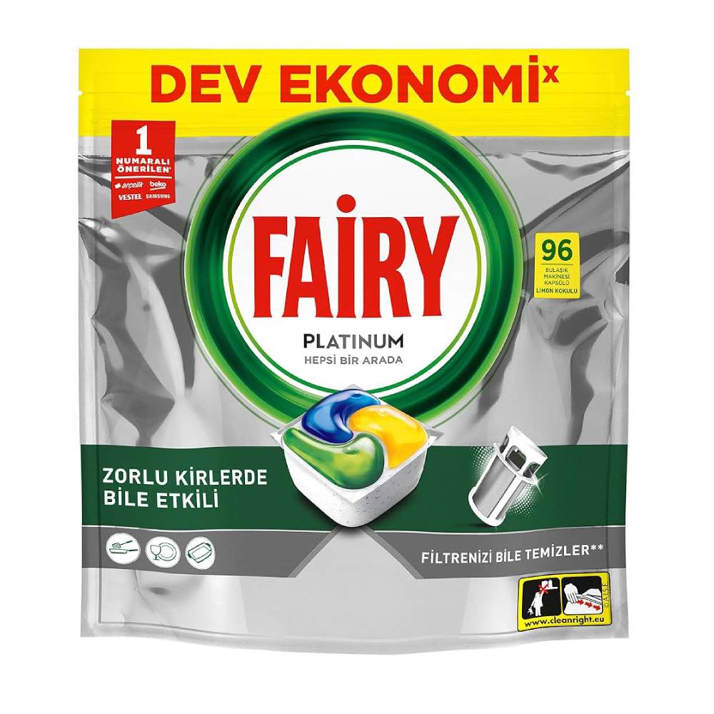 قرص ماشین ظرفشویی Fairy مدل Platinum Hepsi Bir Arada بسته 96 عددی