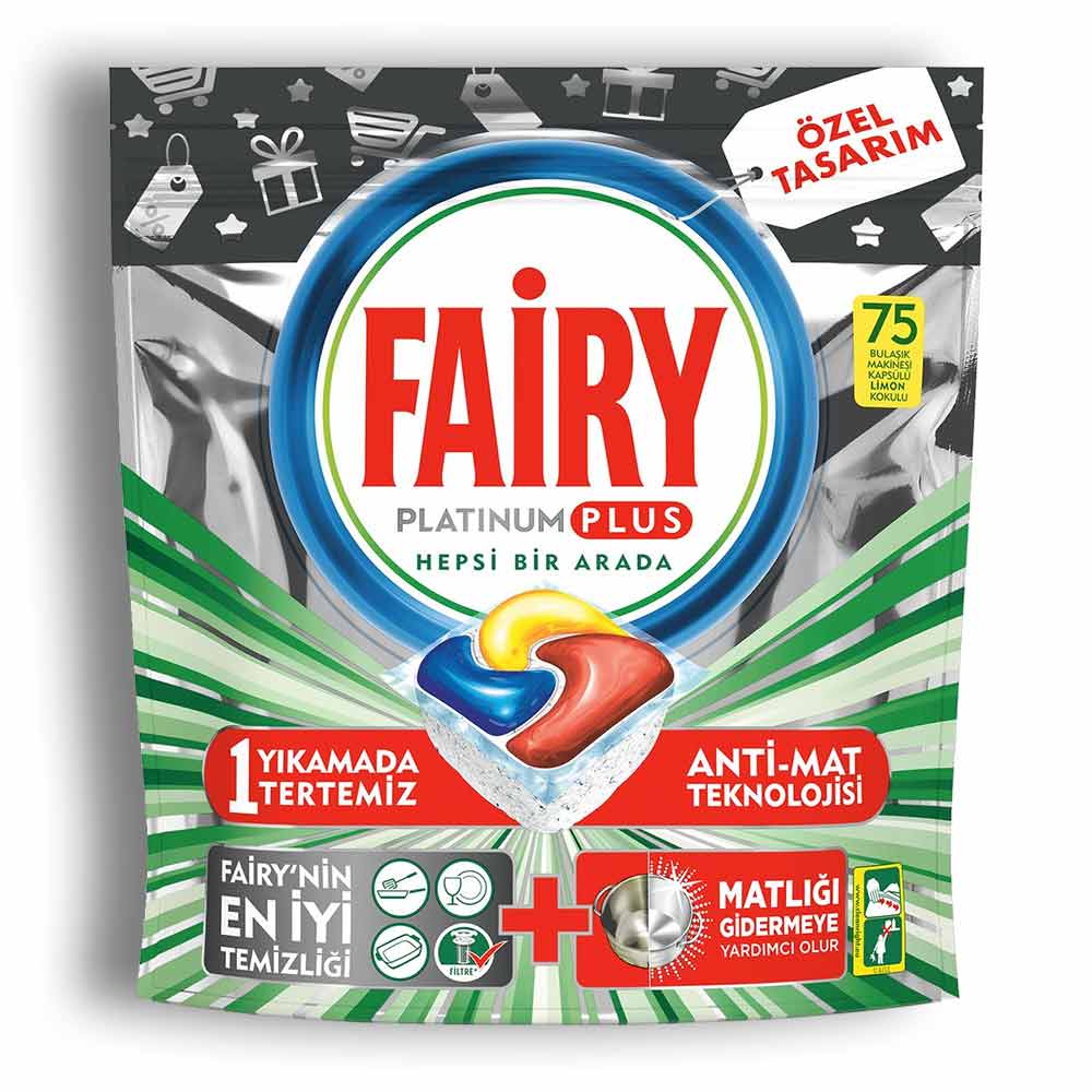 قرص ماشین ظرفشویی Fairy سری Platinum Plus تعداد 75 عدد