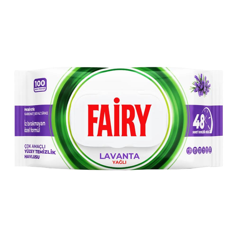 دستمال سطوح چند منظوره Fairy مدل Lavanta رایحه لوندر بسته 100 عددی