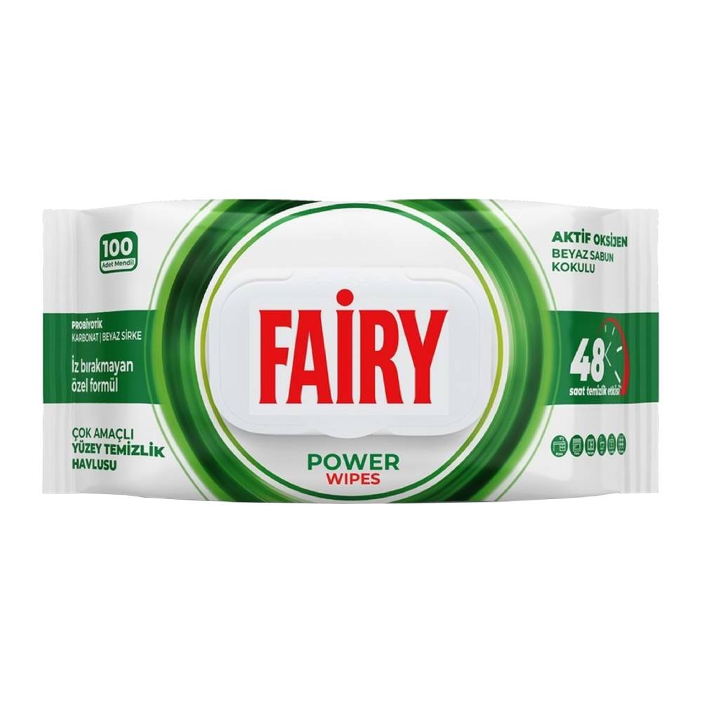 دستمال سطوح چند منظوره Fairy مدل Power رایحه صابون بسته 100 عددی