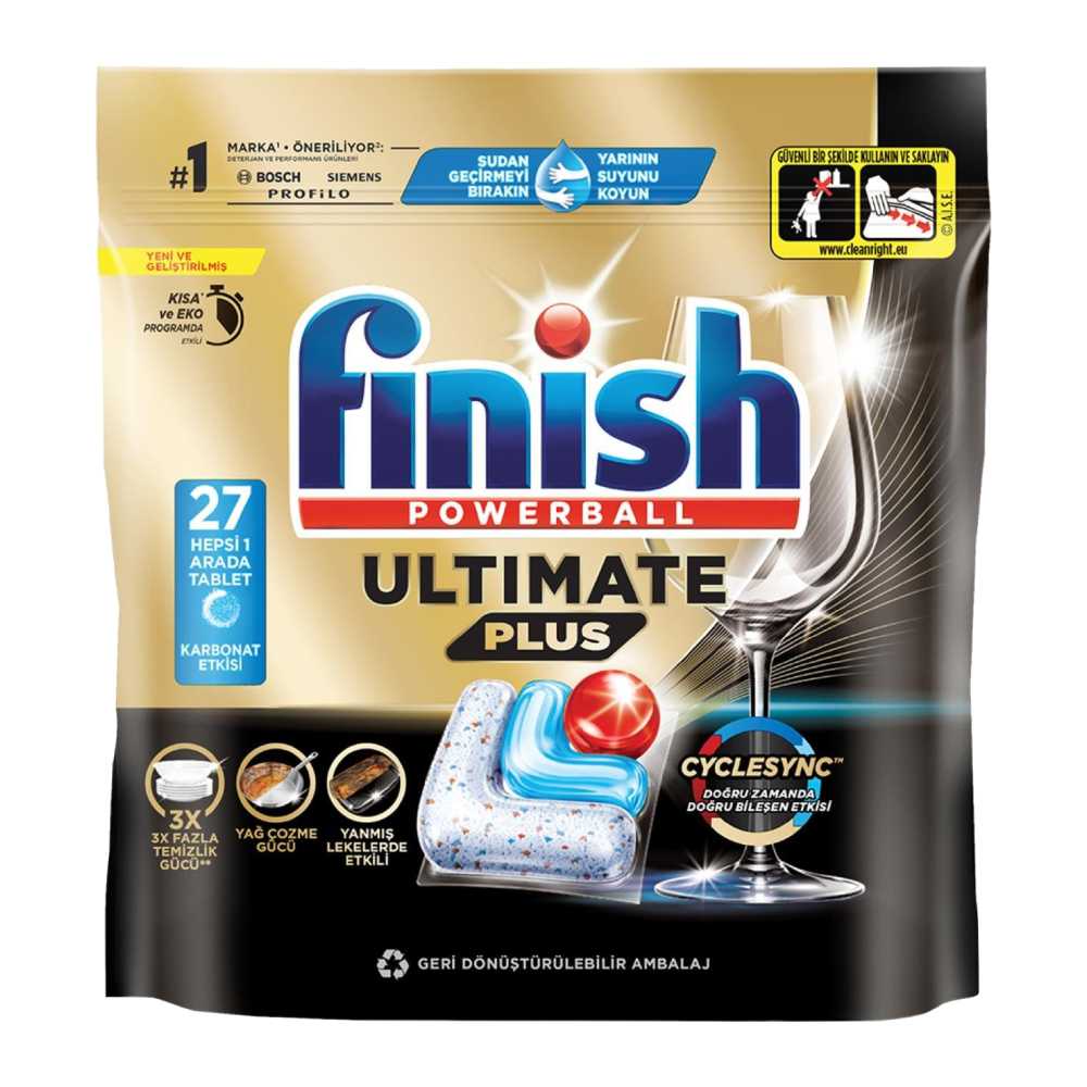 قرص ماشین ظرفشویی Finish سری Powerball مدل Ultimate Plus بسته 27 عددی
