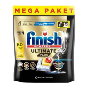 قرص ماشین ظرفشویی Finish سری Powerball مدل Ultimate Plus رایحه لیمو بسته 60 عددی