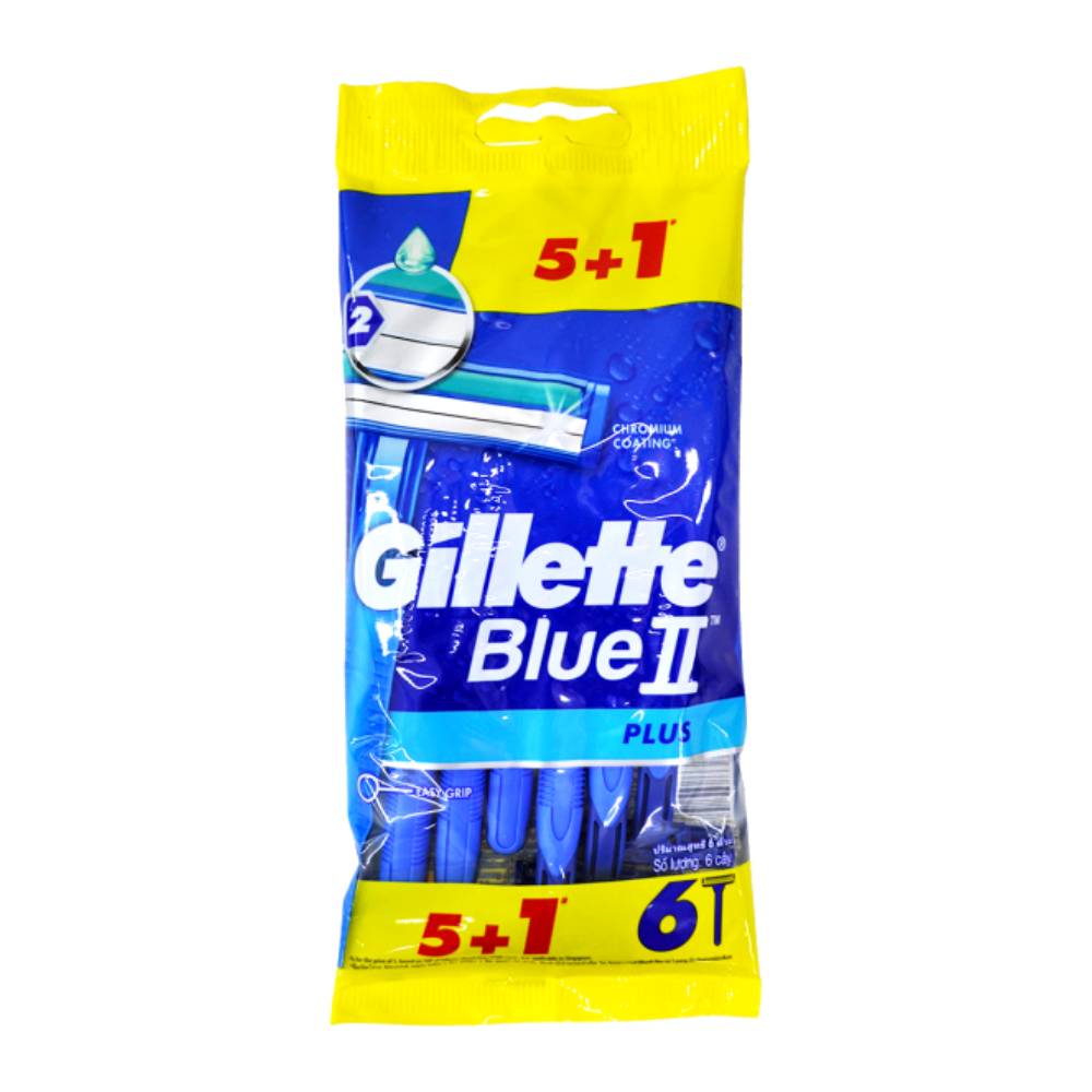 خودتراش یکبار مصرف ژیلت Gillette مدل Blue 2 Plus بسته 6 عددی