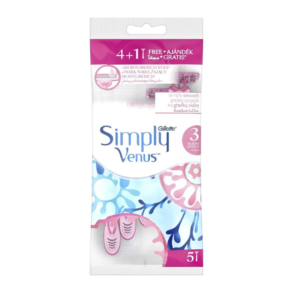 خودتراش ژیلت Gillette سری Venus مدل Simply مخصوص بانوان بسته 5 عددی