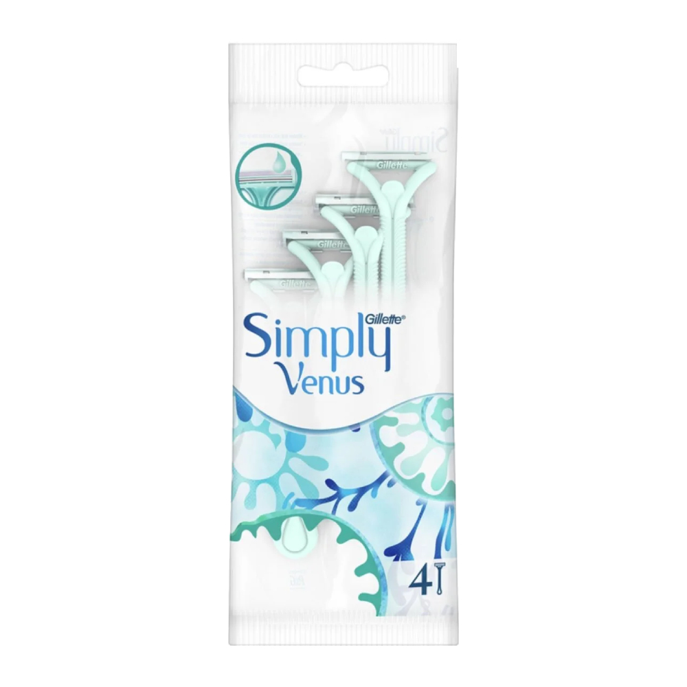 خودتراش یکبار مصرف زنانه ژیلت Gillette مدل Simply Venus بسته 4 عددی