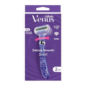 تیغ اصلاح زنانه ژیلت Gillette سری Venus مدل Deluxe Smooth Swirl یک دسته به همراه 2 تیغ یدک