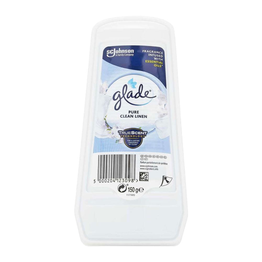 خوشبو کننده هوا گلید Glade مدل Pure Clean Linen رایحه پارچه کتان تمیز وزن 150 گرم