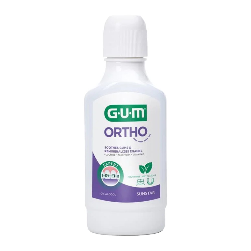 دهانشویه Gum مدل Ortho مناسب دندان های ارتودنسی شده حجم 300 میل