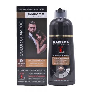 شامپو تقویت کننده موی سر Karizma مدل Color Shampoo رفع سفیدی مو رنگ قهوه ای حجم 400 میل