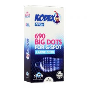 کاندوم خاردار کدکس Kodex مدل 690 Big Dots دارای خارهای درشت بسته 10 عددی