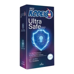 کاندوم کدکس Kodex مدل Ultra Safe ضخامت بیشتر برای محافظت بالا بسته 10 عددی