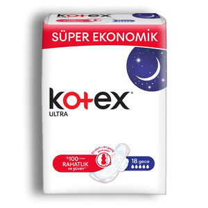 پد Kotex سری Super Economy مدل Ultra نوع Night تعداد 18 عدد