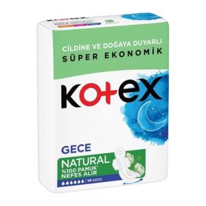 نوار بهداشتی Kotex مدل Natural مناسب استفاده در شب بسته 14 عددی