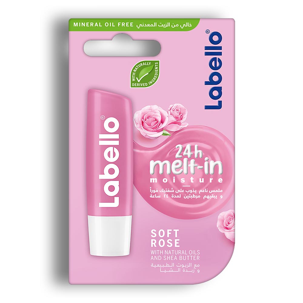 نرم کننده لب Labello سری 24H Melt-In Moisture مدل Soft Rose حجم 5.5 میل