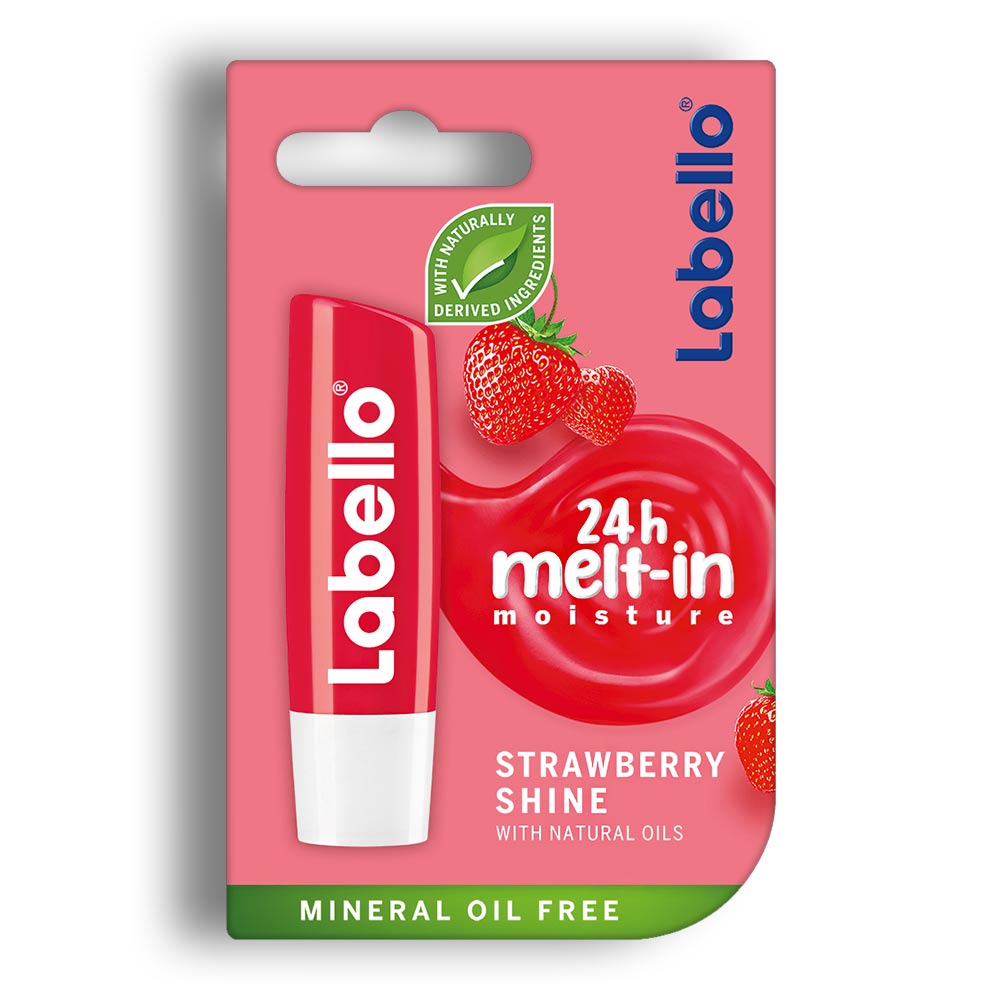 نرم کننده لب Labello سری 24H Melt-In Moisture مدل Strawberry Shine حجم 5.5 میل